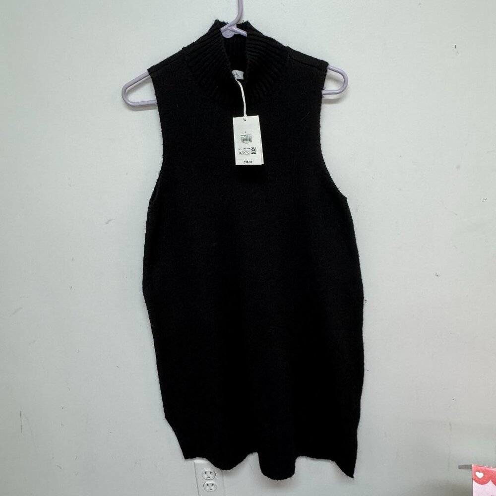 Black Knit Turtleneck Mini Dress
